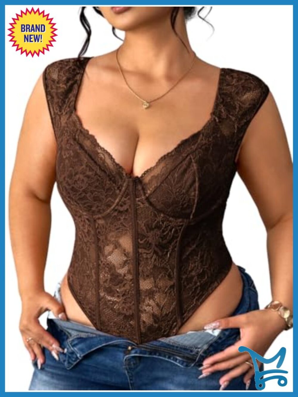 Plus Size Floral Lace Sheer Bodysuit Underwire Snap Crotch